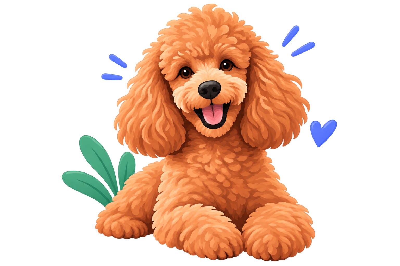Illustration of a happy apricot poodle